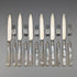 1900 British antique pure silver blades, mother of pearl handles, dessert cutlery set of 6, Atkin Brothers